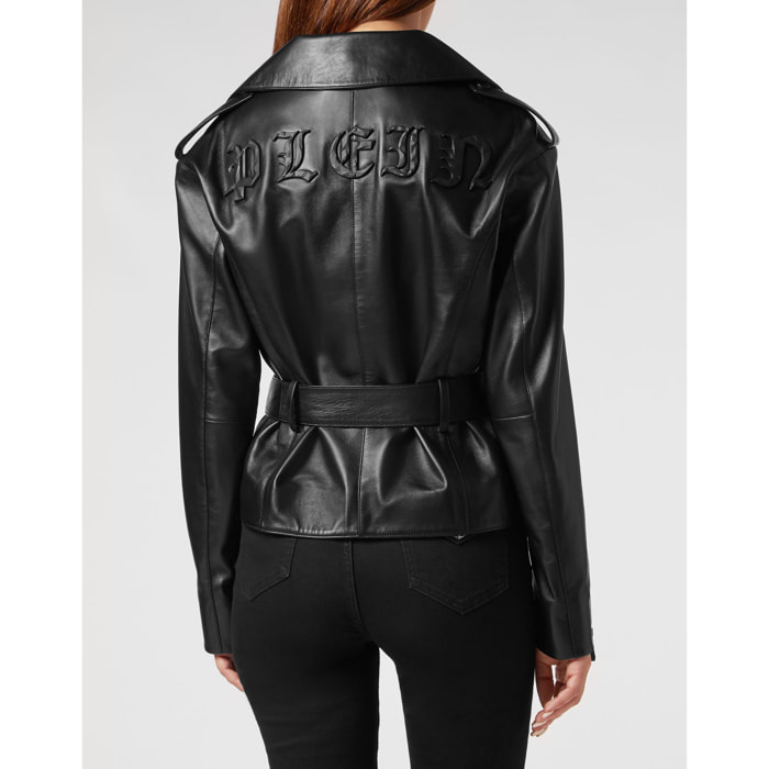 PHILIPP PLEIN Leather Oversize Jacket