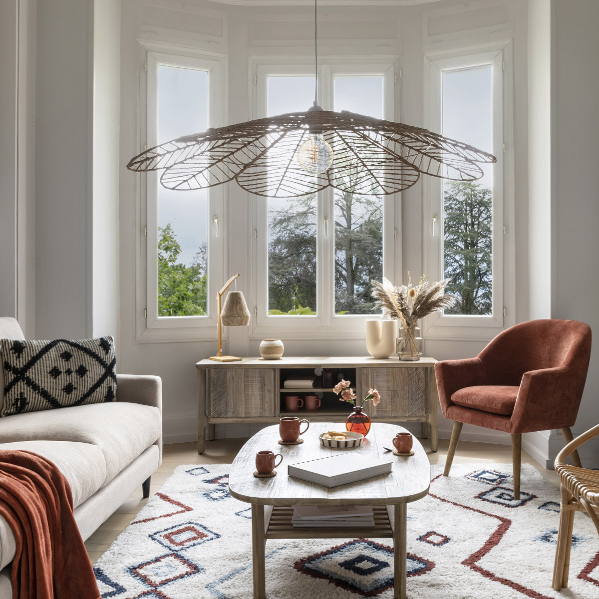 Fauteuil "Sinel" en hévéa H83cm ambre