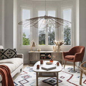 Fauteuil "Sinel" en hévéa H83cm ambre