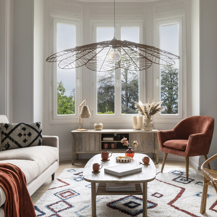 Fauteuil "Sinel" en hévéa H83cm ambre