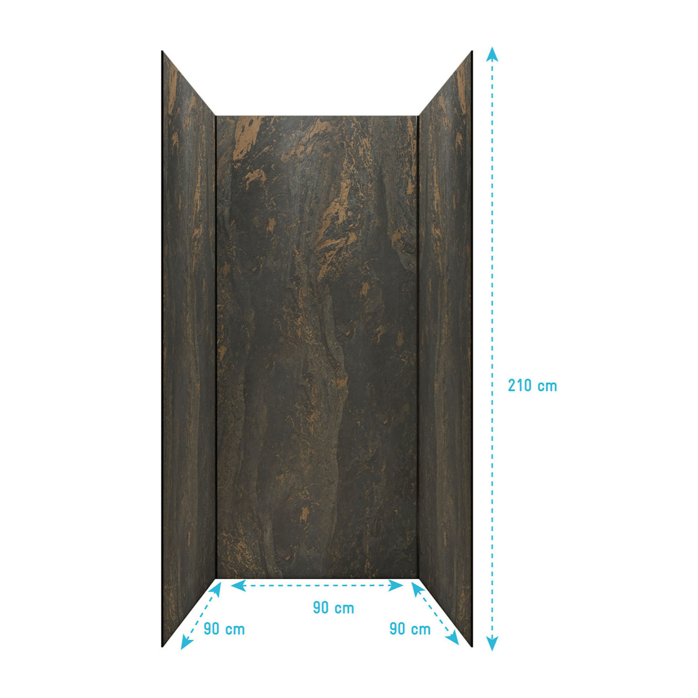 Pack 3 Panneaux Muraux Pierre Venus 90x210cm et Profilés Noirs - STONE'IT
