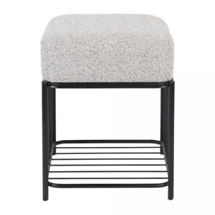 Milou - Tabouret carré en tissu et métal - Couleur - Gris chiné