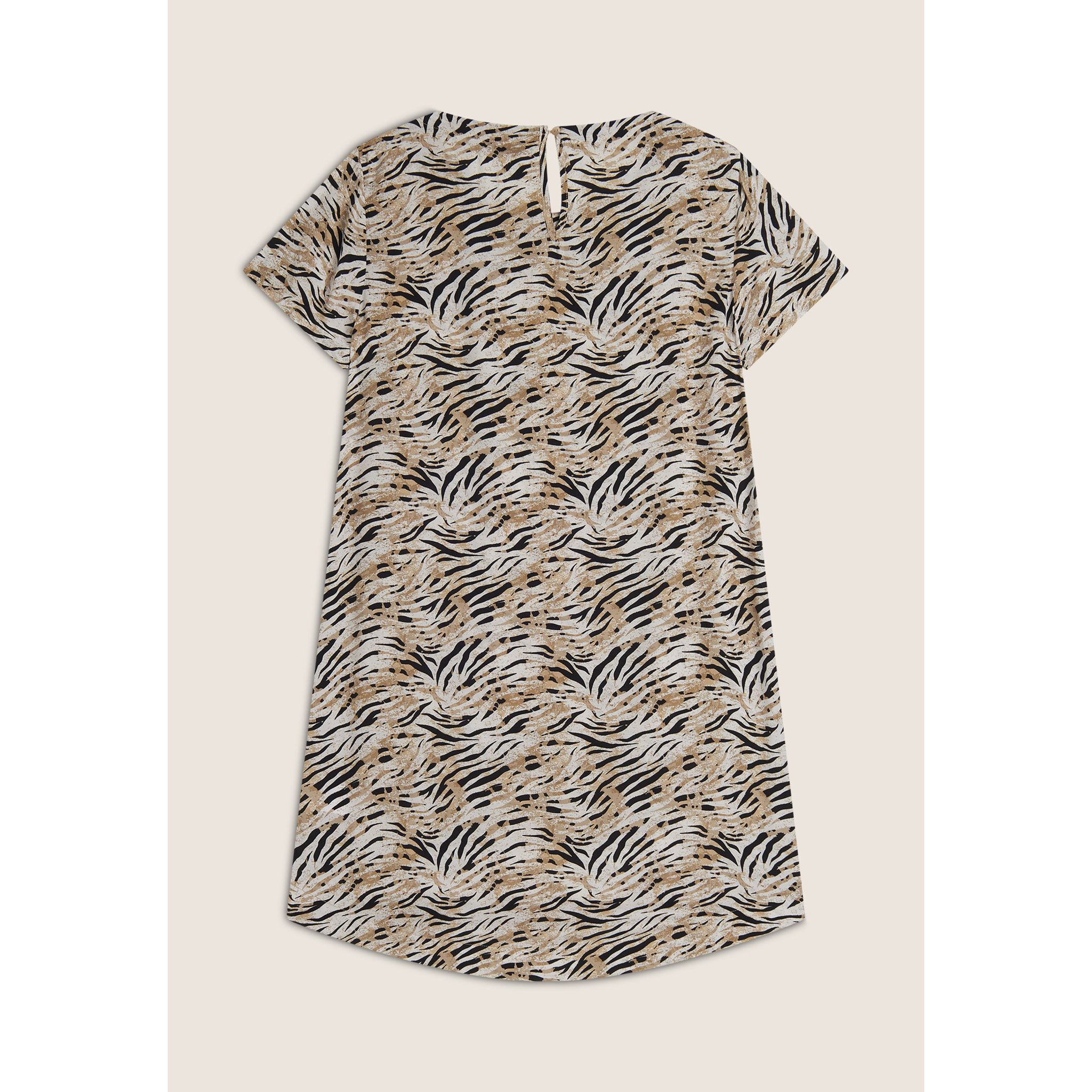 Vestito midi in viscosa animalier con maniche corte