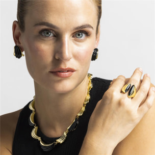 Pendientes con Resina Negra acabado oro 18k