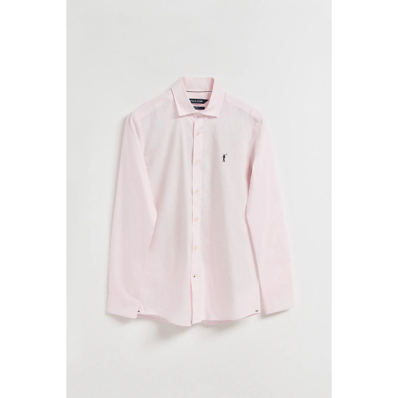 Camicia slim in popeline rosa con logo Rigby Go ricamato