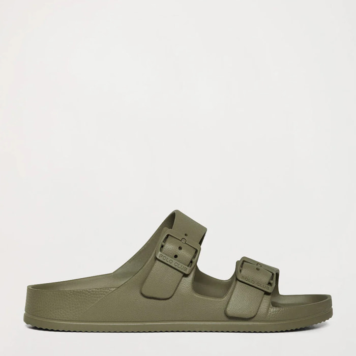 Ciabatte bio kaki da donna con fibbie