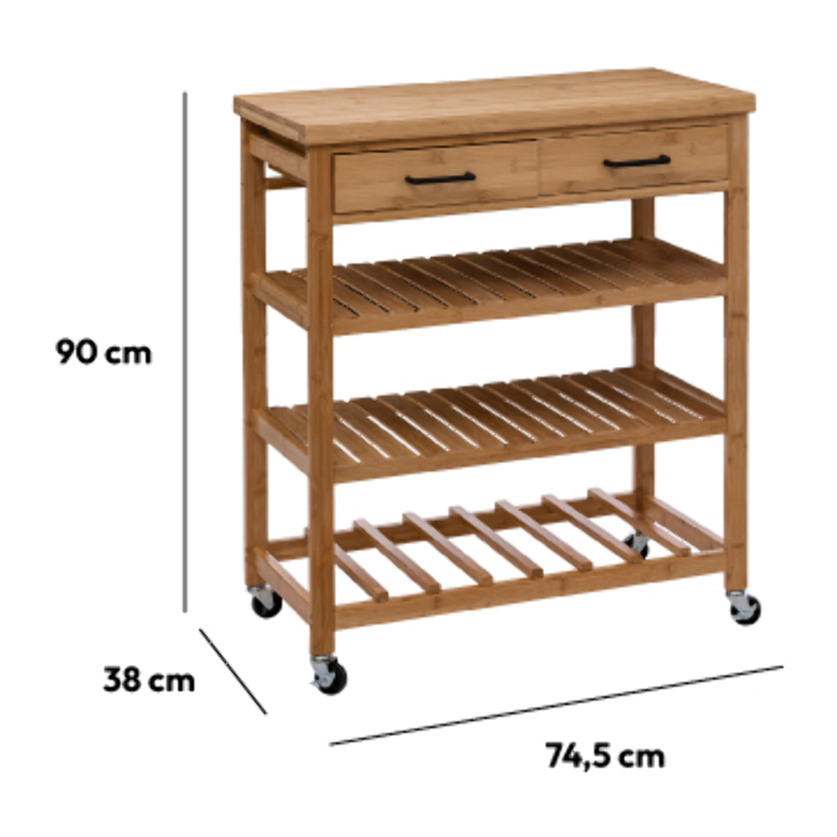 Desserte grand modèle 2 tiroirs Bambou Linha