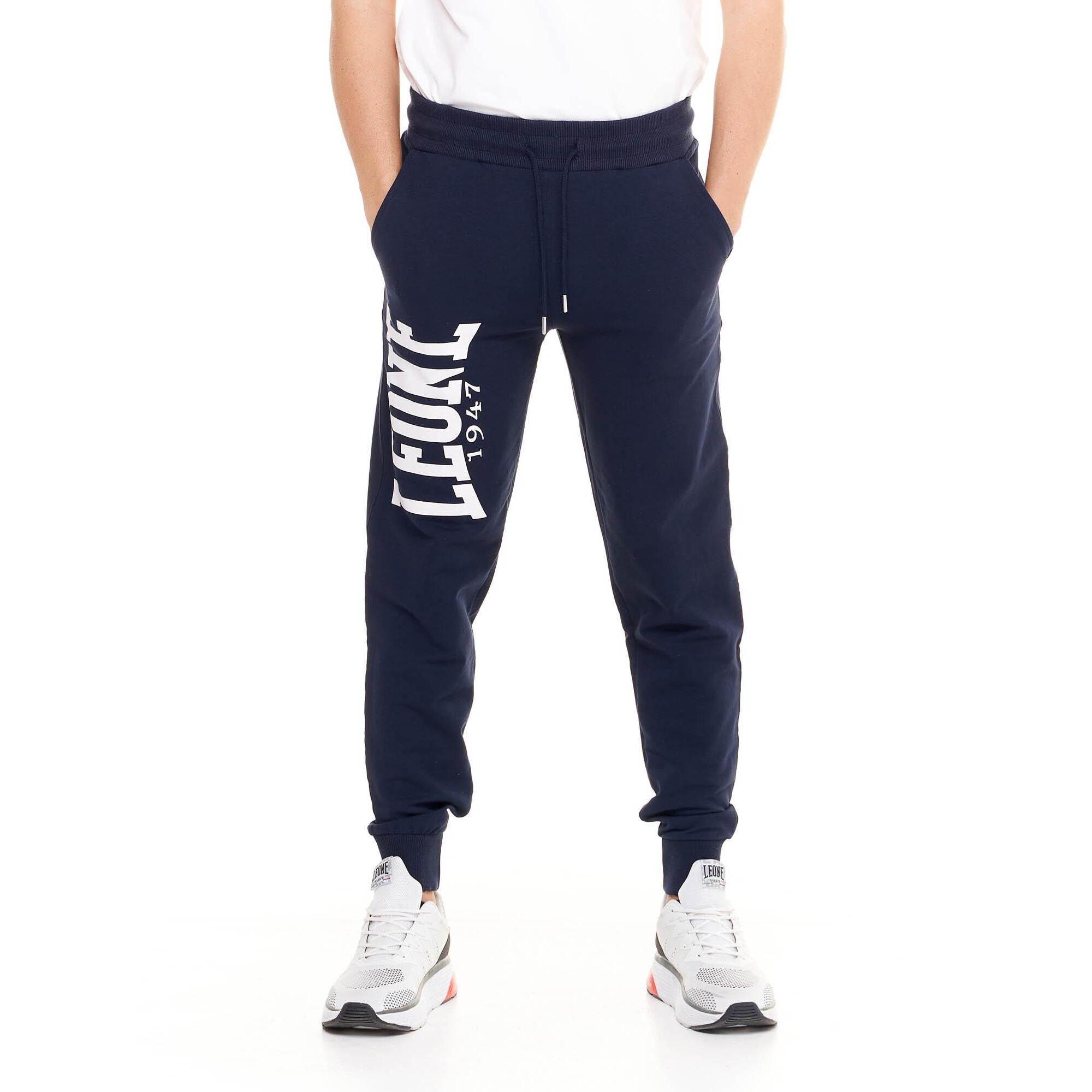 Pantalón de hombre Leone Basic con gran logo en algodón no perchado