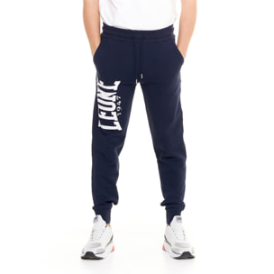 Pantalón de hombre Leone Basic con gran logo en algodón no perchado