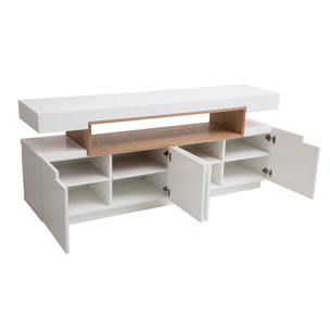 Buffet scandinave blanc mat et bois 4 portes L180 cm LIVO