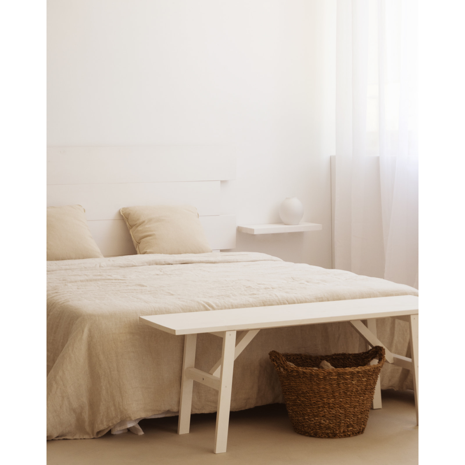 Tête de lit en bois massif blanc en différentes tailles
