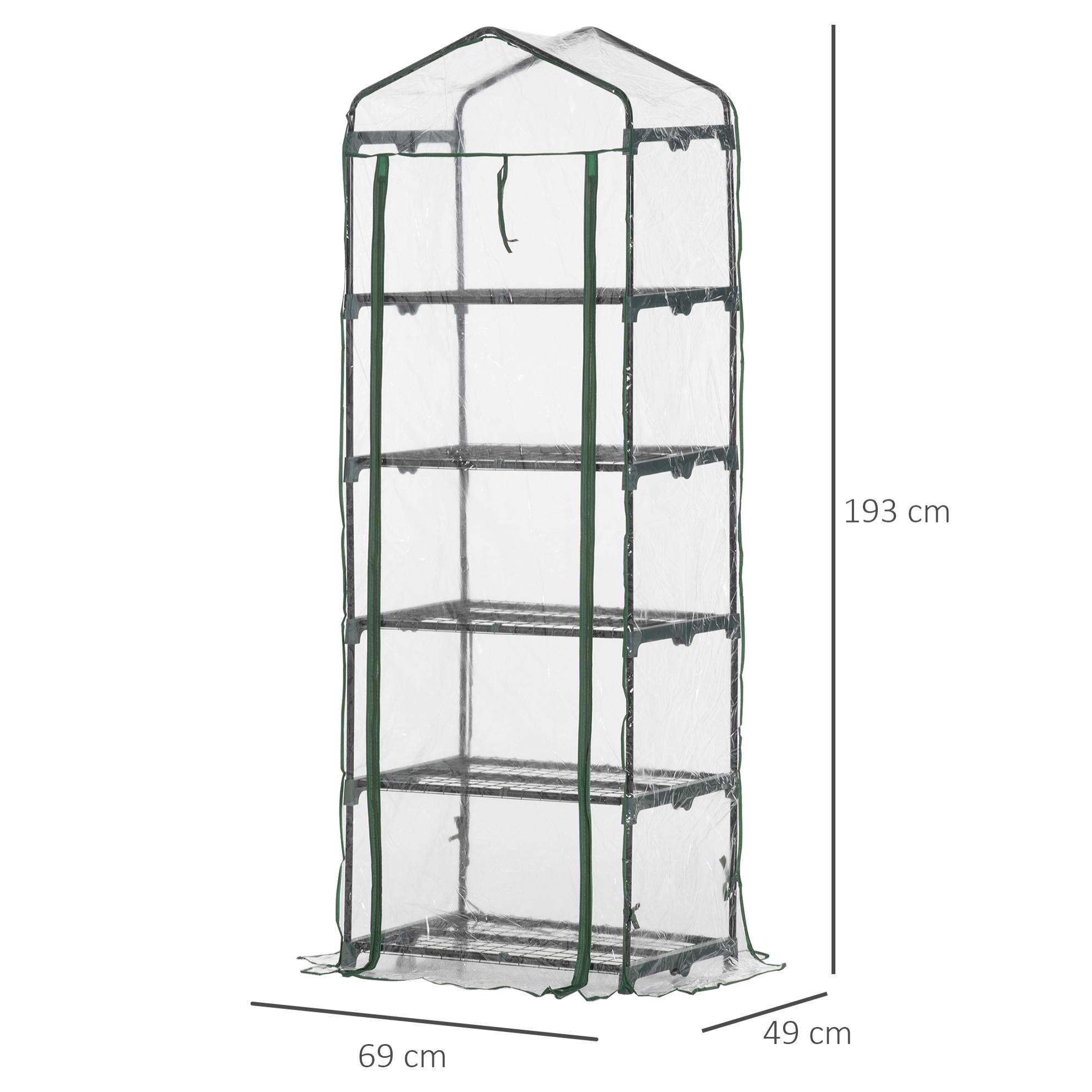 Invernadero de Jardín con 5 Estantes de Alambre Cultivo de Plantas 69x49x193 cm