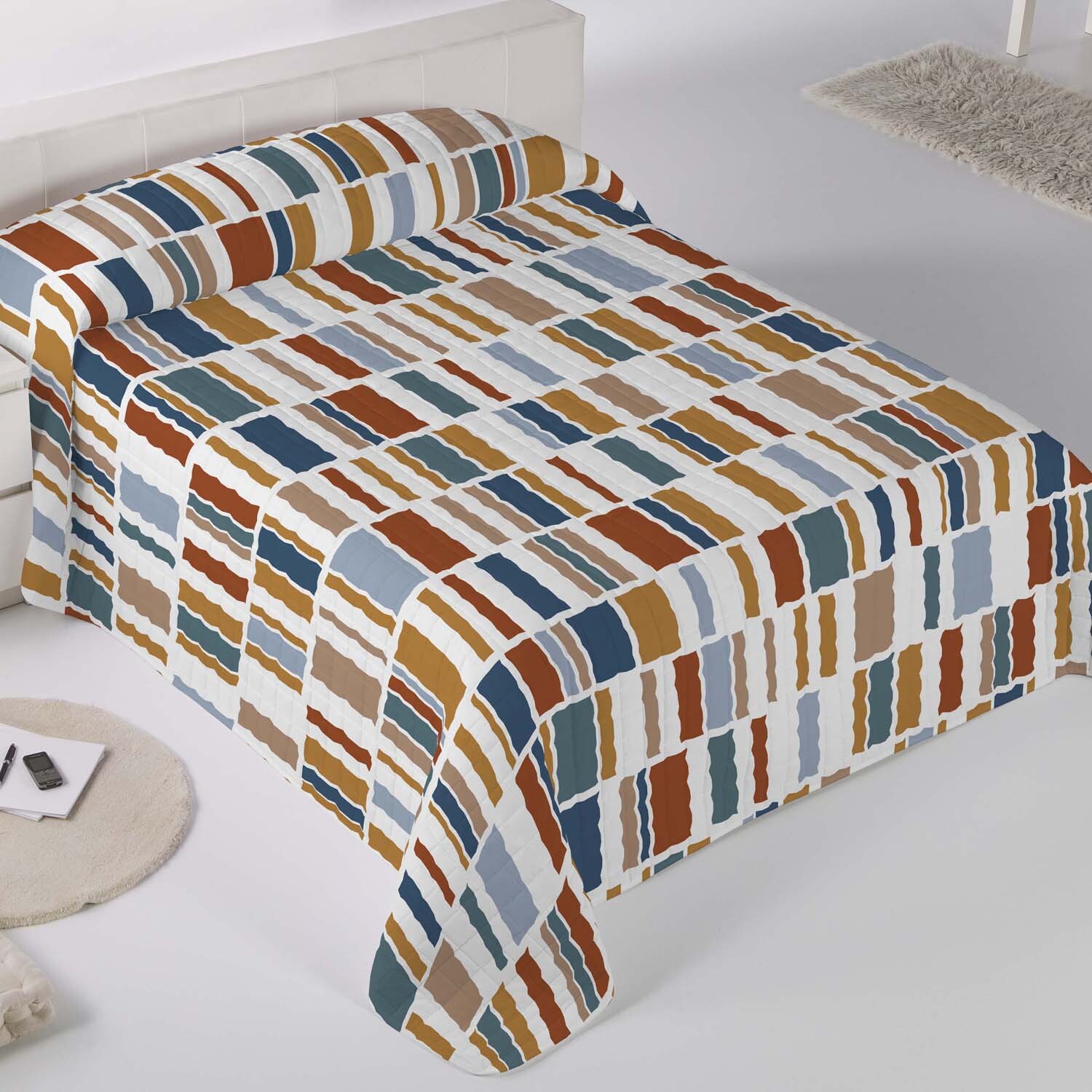 Icehome - Colcha Bouti Estampada - Reversible - 100% Poliéster - Microfibra - 70 gr/m² - Rendall