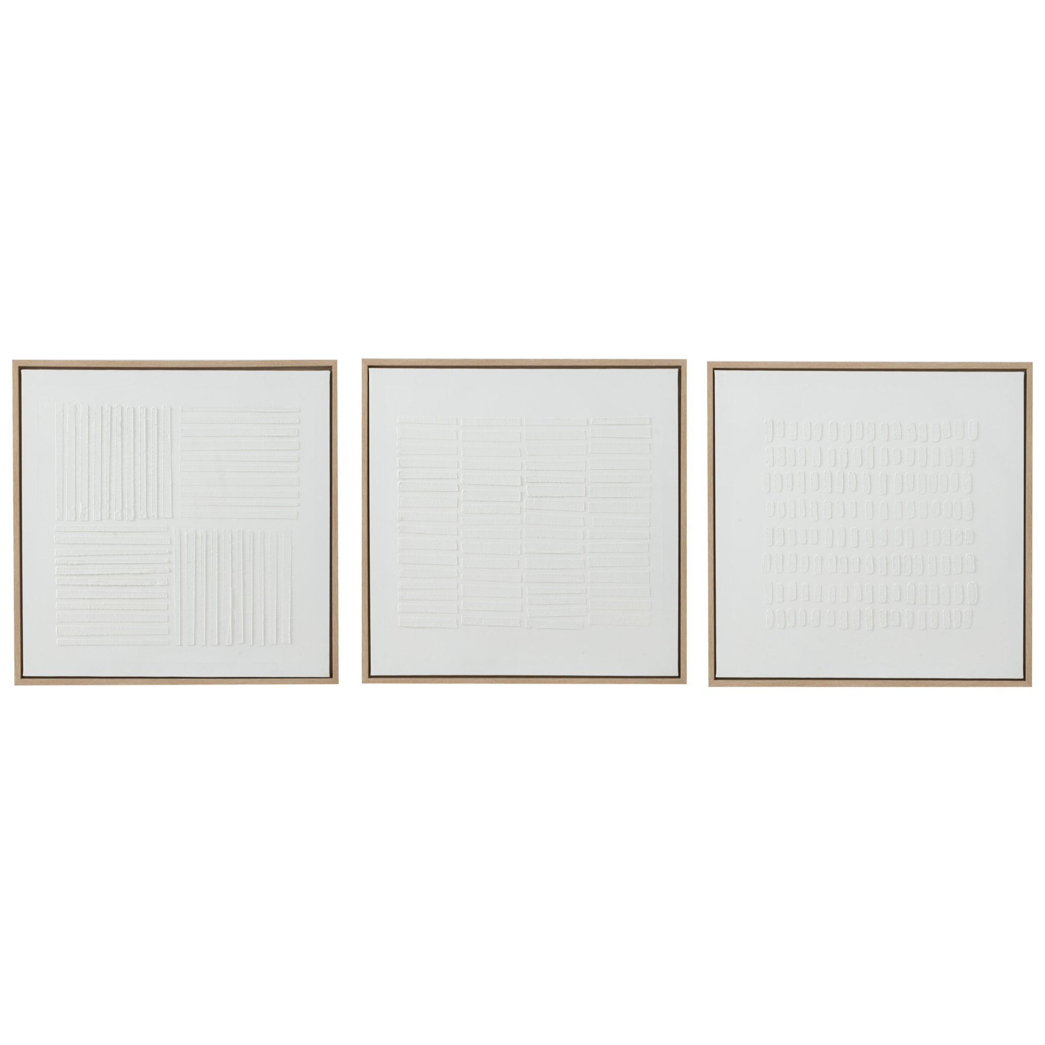 J-Line Tableau Traits Toile Blanc Assortiment De 3
