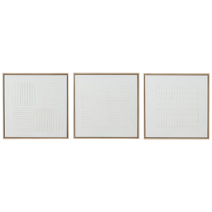 J-Line Tableau Traits Toile Blanc Assortiment De 3