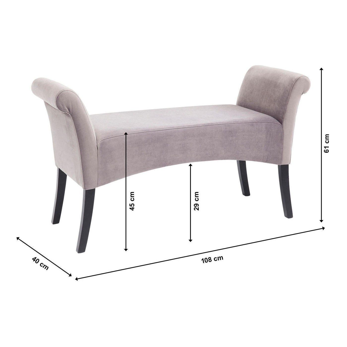 Banc Motley velours gris argenté Kare Design