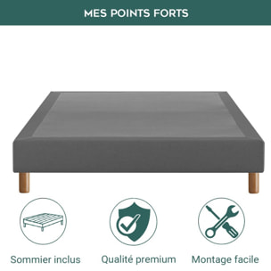 Ensemble Matelas Duoconfort - Gamme Luxe Hôtelière - avec son sommier Cancun en tissu gris clair