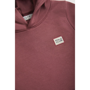 Sudadera orgánica de capucha y bolsillos malva Neutrals kids con logo