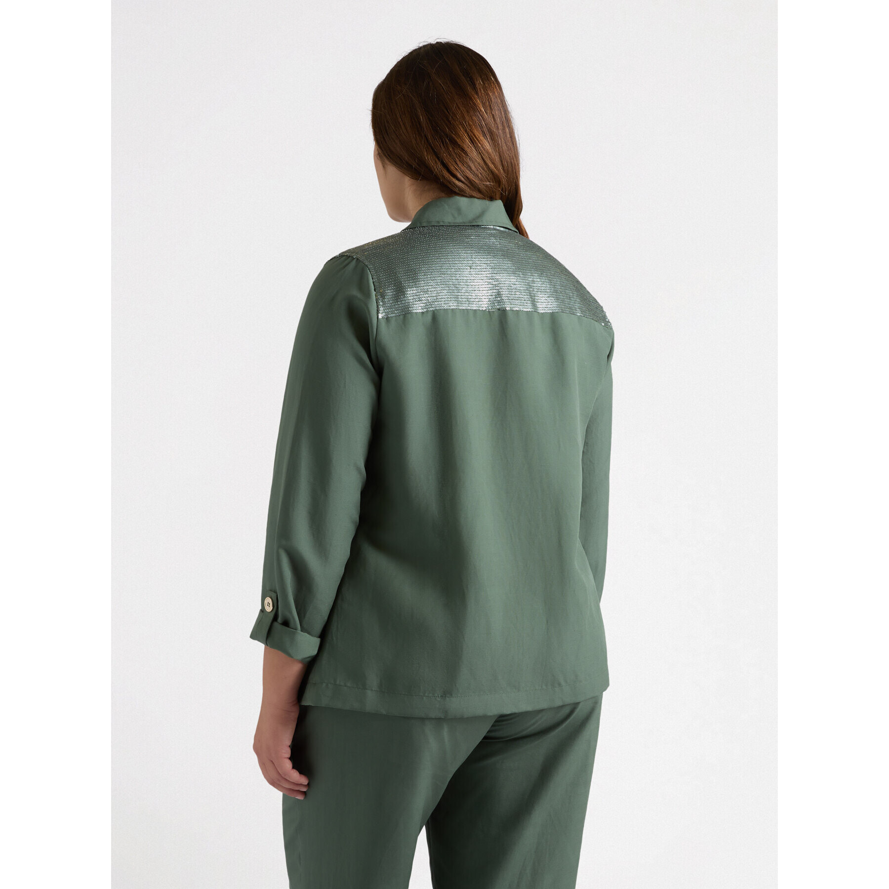 Fiorella Rubino - Camicia over con ricamo - Verde militare