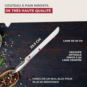 Ensemble de 2 Couteaux à pain en inox 33,5 cm en tout Nirosta