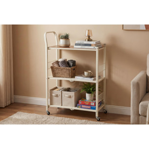 Carito de almacenaje plegable de 3 estantes con ruedas color blanco