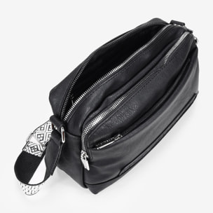 Bolso bandolera negro con asa étnica