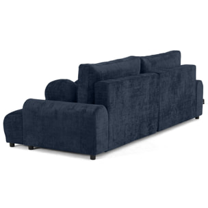 Nelly - canapé d'angle gauche 4 places convertible avec coffre en velours texturé - Bleu