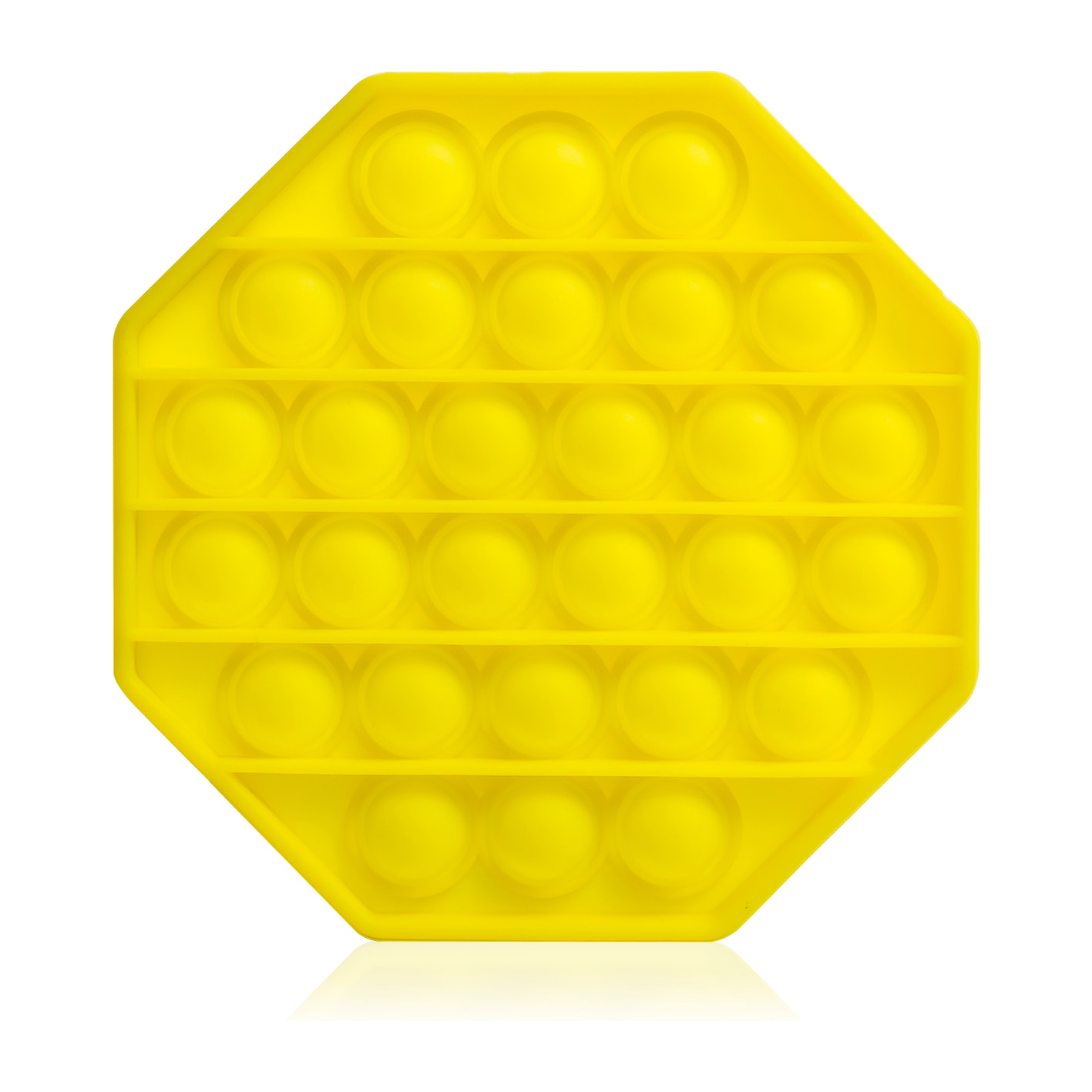 DAM Pop Bubble juguete sensitivo desestresante, burbujas de silicona para apretar y pulsar. Diseño octogonal. 12,5x1,7x12,5 Cm. Color: Amarillo