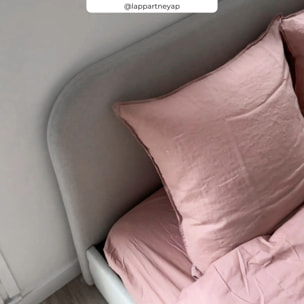 Lit double avec coffre 140x190 cm en tissu gris/beige - Tilly