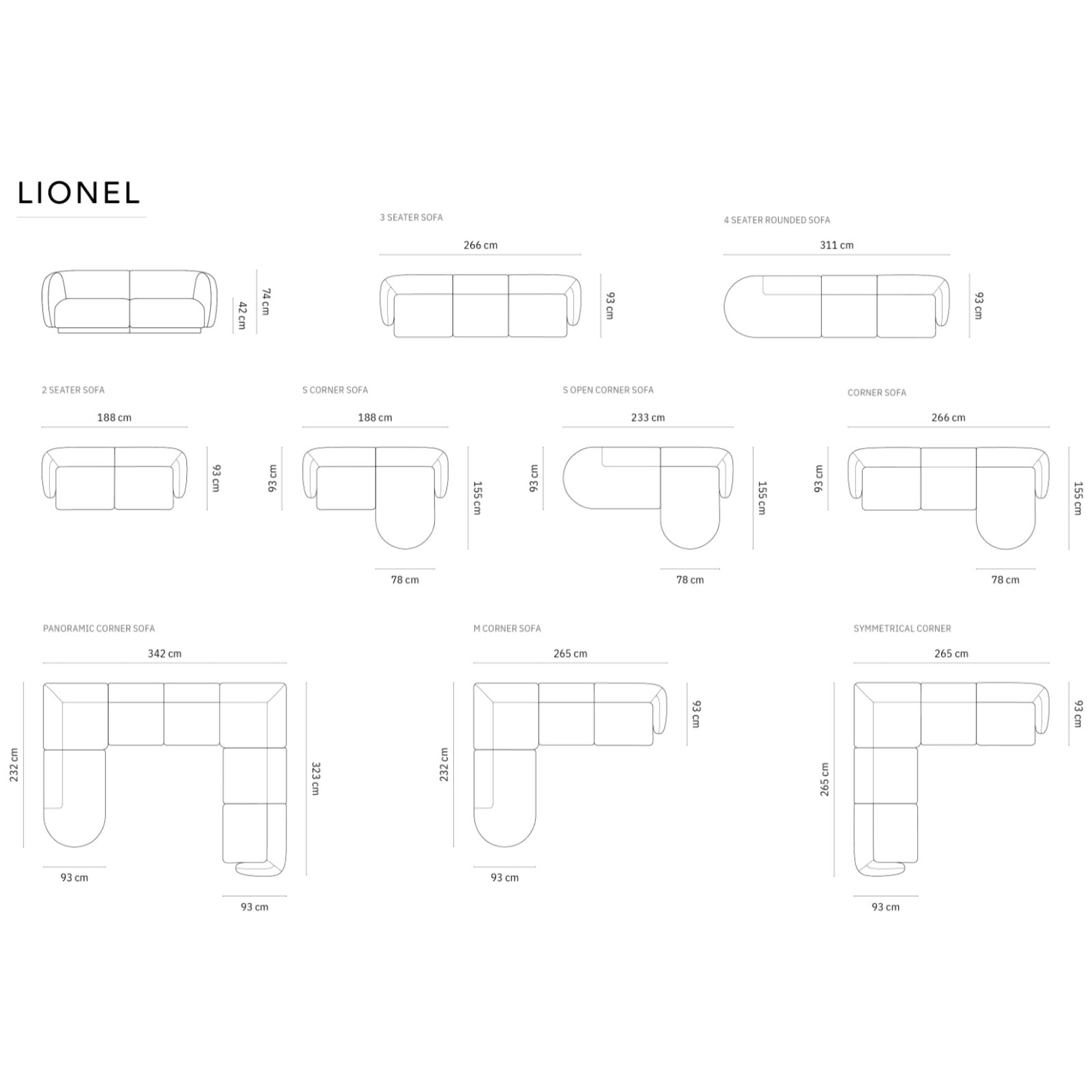 Canapé d'angle gauche panoramique modulable "Lionel" 8 places en velours beige