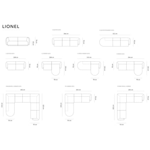 Canapé d'angle gauche panoramique modulable "Lionel" 8 places en velours beige
