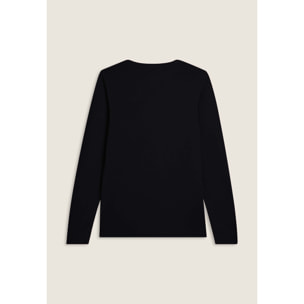 T-shirt donna a manica lunga con banda logata sulle spalle