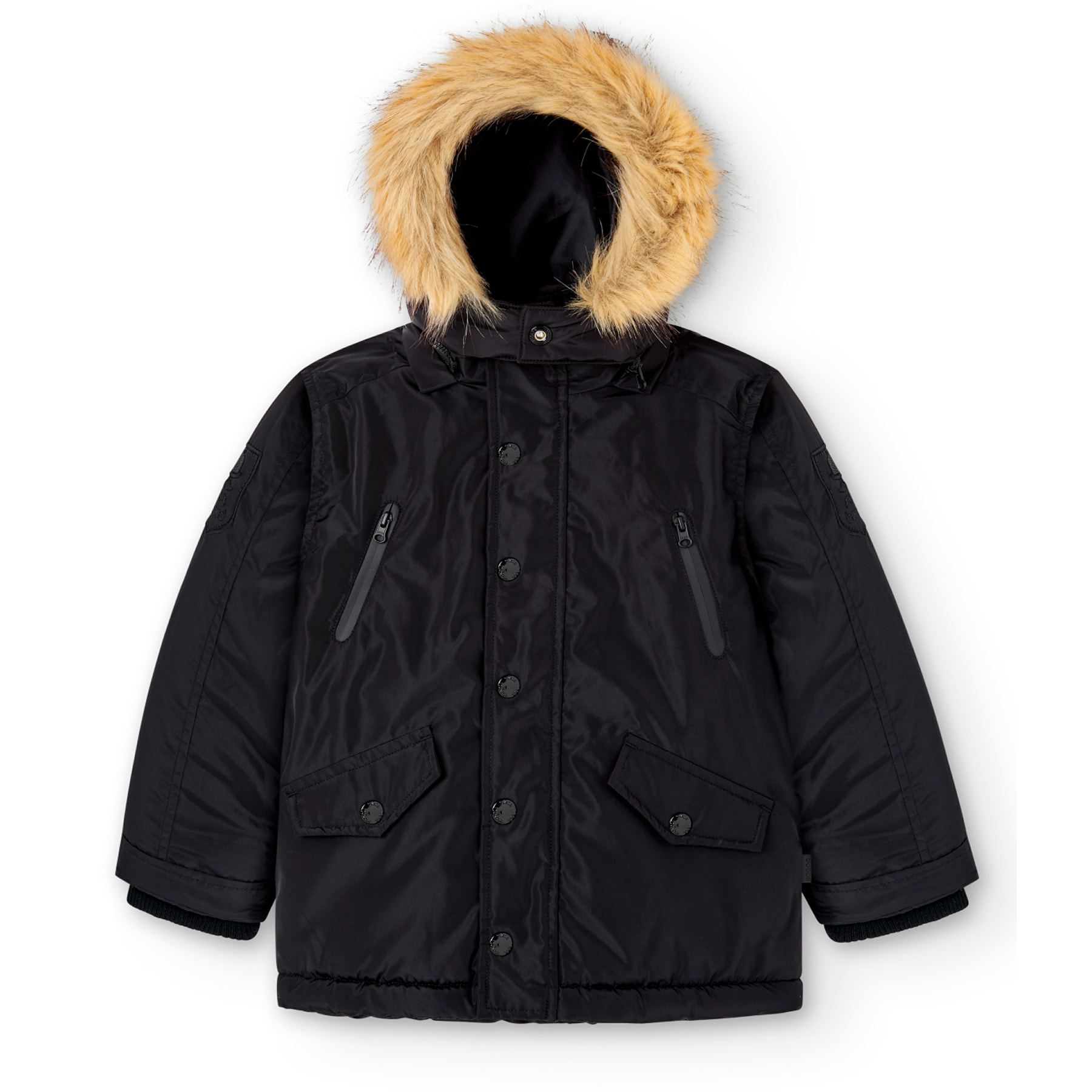 Parka tejido técnico con capucha de niño