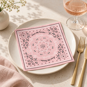 Lot de 20 serviettes papier bandana - Rose