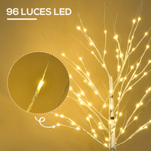 árbol de Abedul 150cm con 96 Luces LED IP44 Ramas Flexibles para Interior Blanco