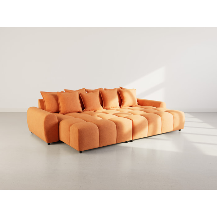 Adelaide - canapé d'angle réversible 4 places avec pouf d'appoint en tissu texturé - Terracotta