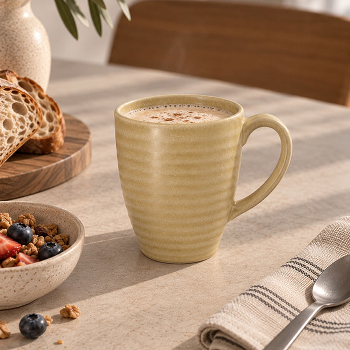 Lot de 6 mugs 40cl en grès jaune TURBOLINO