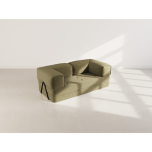 Poppy - canapé 3 places convertible en velours côtelé - Vert