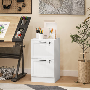 Caisson bureau 2 tiroirs verrouillables dossiers suspendus dim. 40x40x71cm MDF blanc