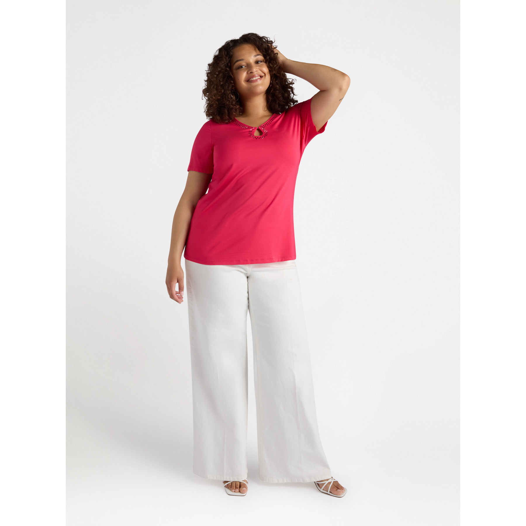 Fiorella Rubino - Camiseta con aplicaciones - Fuchsia