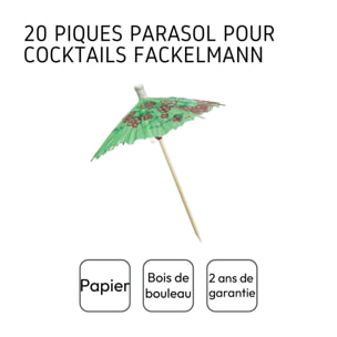 Lot de 20 mini parasols pour cocktail Fackelmann