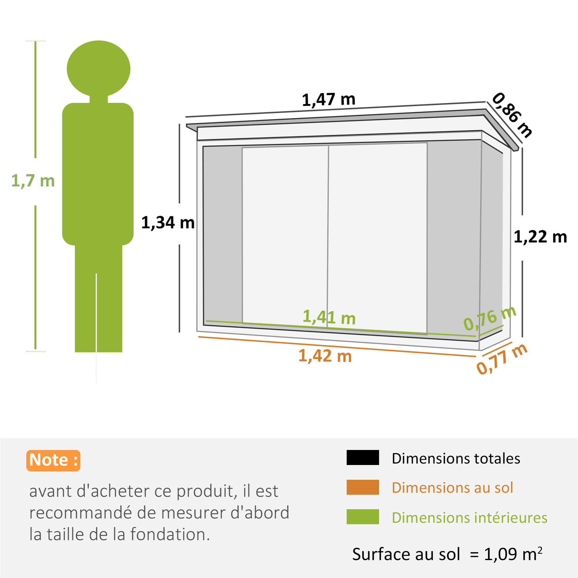 Abri de jardin - remise pour outils - abri vélo - tôle acier noir blanc