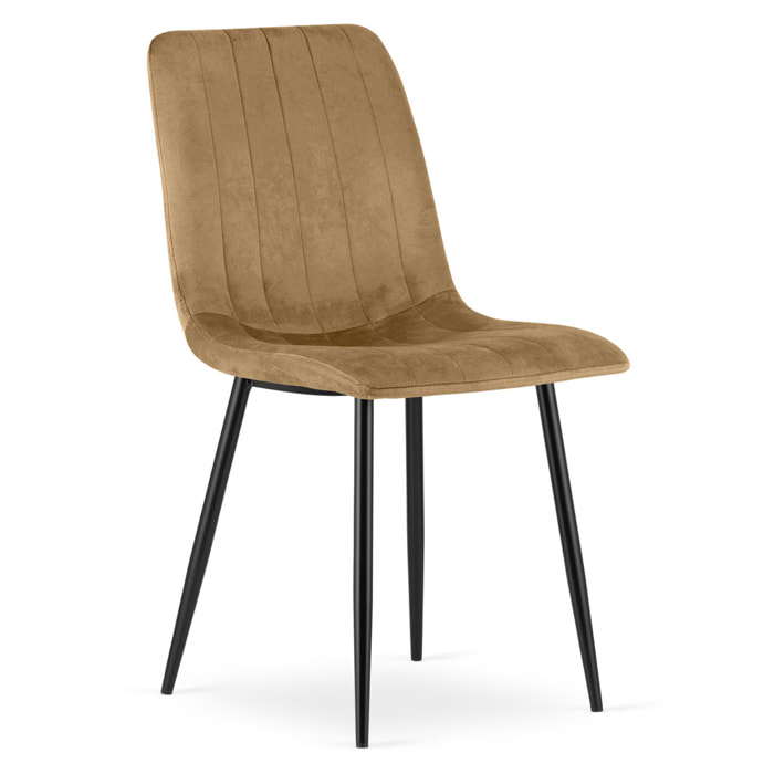 Sedia Lava in velluto marrone con gambe in metallo nero
