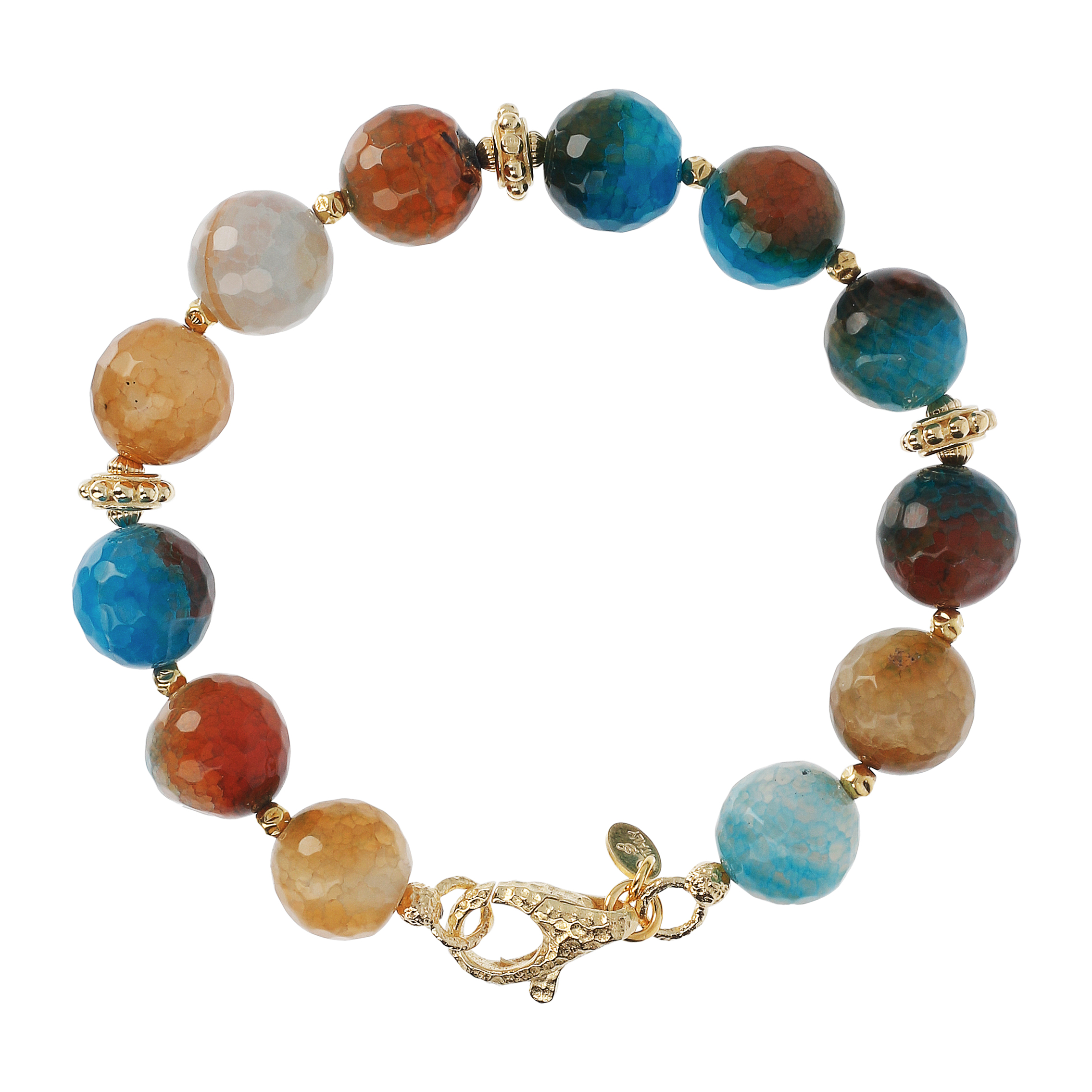 Bracciale con Pietra Naturale Agata Multicolore ed Elementi Golden