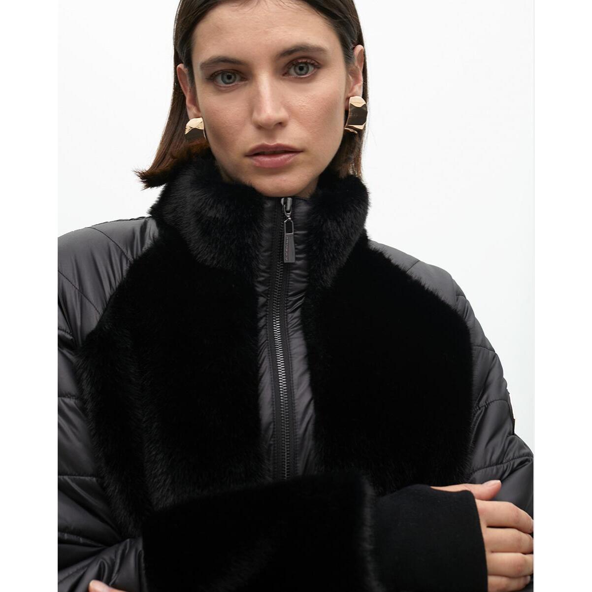 Cappotto combinato piume e pelliccia