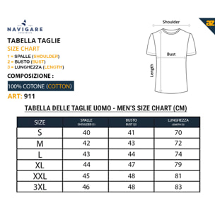 T-shirt Navigare in Cotone Interlock Girocollo Art.911 Conf. Da 3pz, Bianco