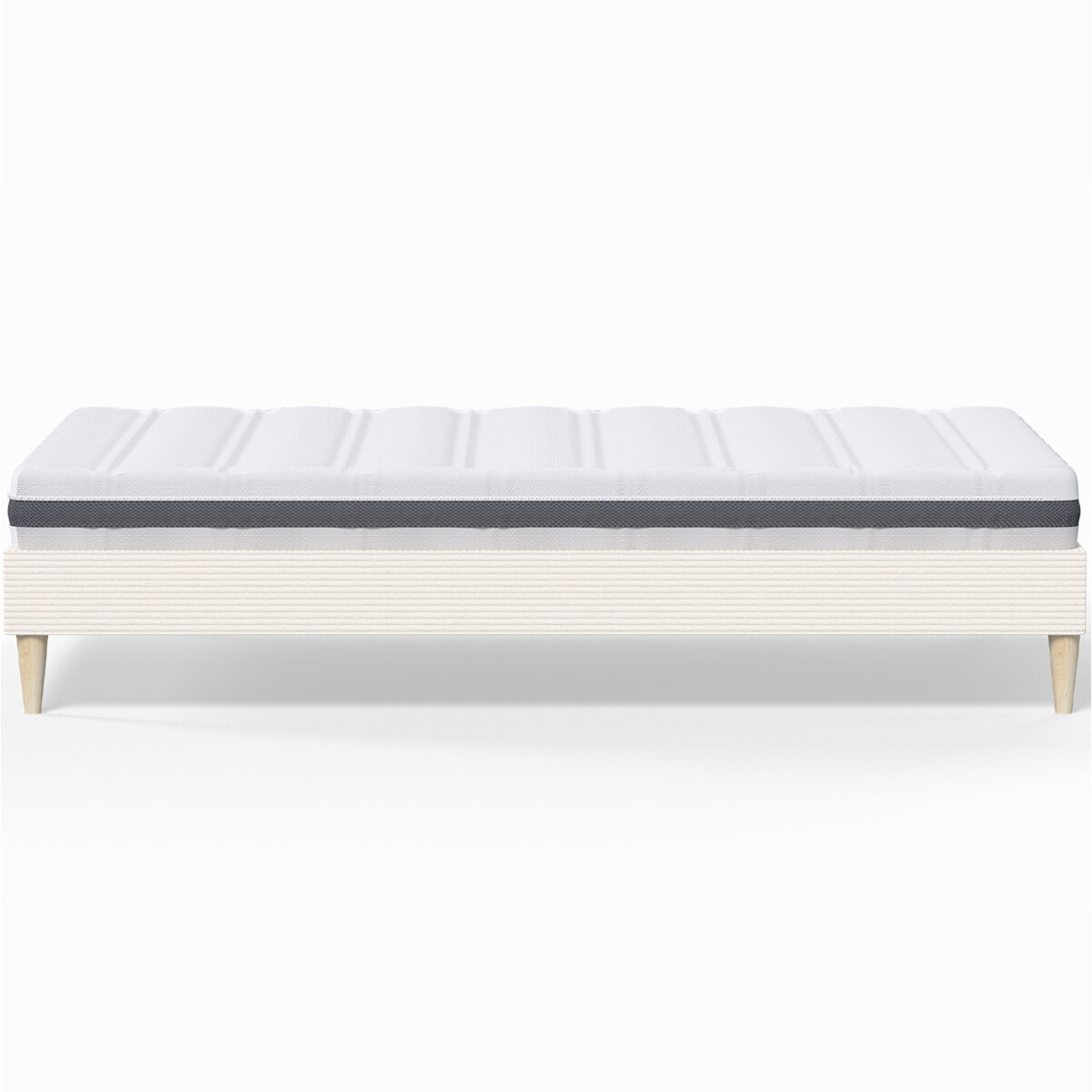 Pack lit en velours côtelé + Matelas ressorts et Mousse HR - DINA & HYGIOSPRING