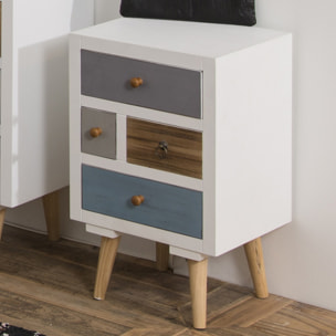 Table de chevet 4 tiroirs multicolore WILLIAM