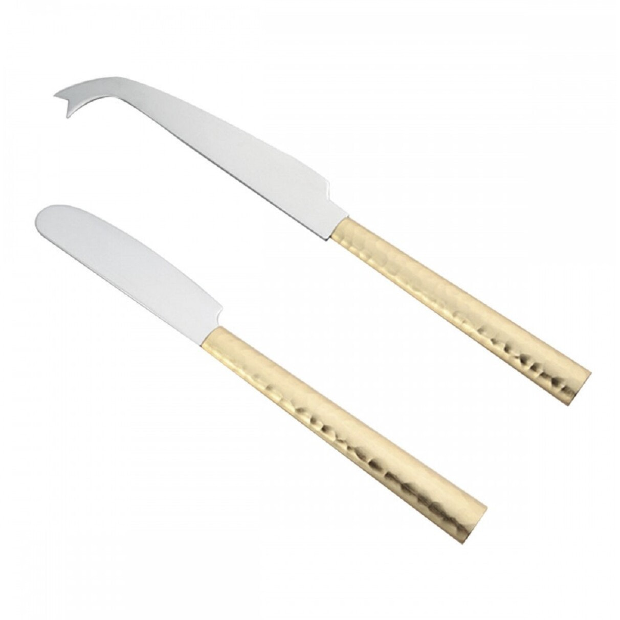 Set de 2 couteaux à fromage martelés dorés