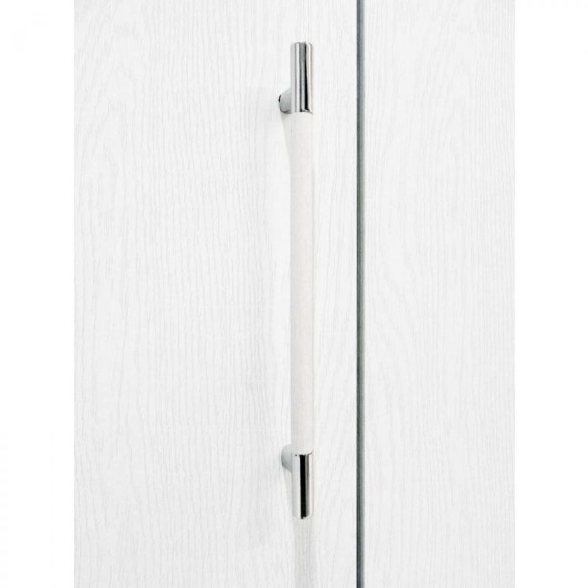 Armadio 2 ante battenti, bianco frassinato, cm 91x247x58, con tubo appendiabiti